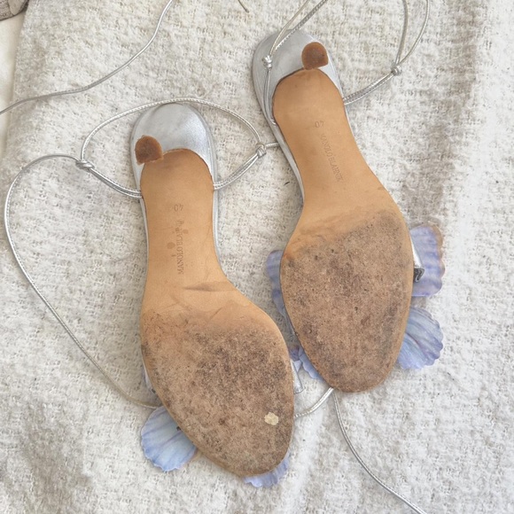 Manolo Blahnik Metallic Heels with Blue Butterfly - Picture 2 of 2